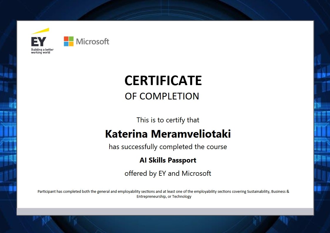 AI Skills Passport by EY certificate