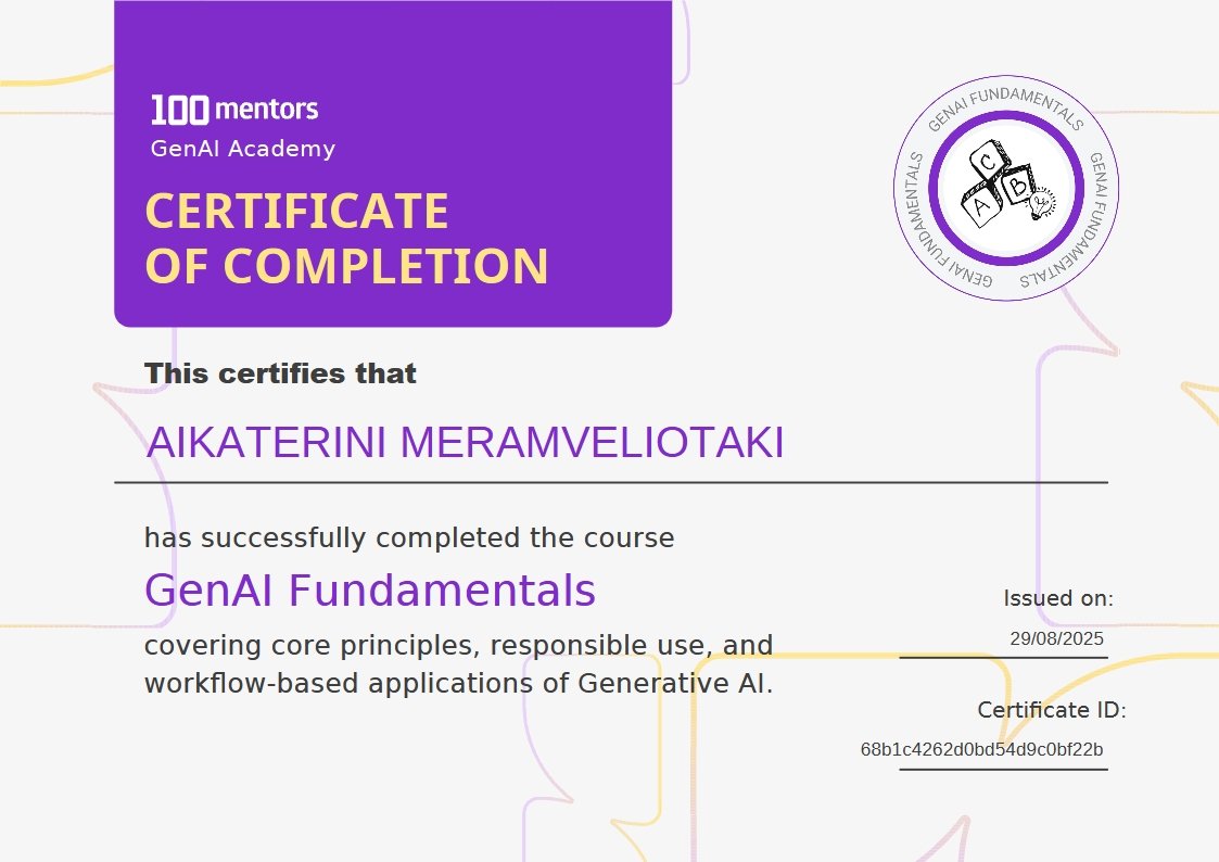 Generative AI Fundamentals certificate